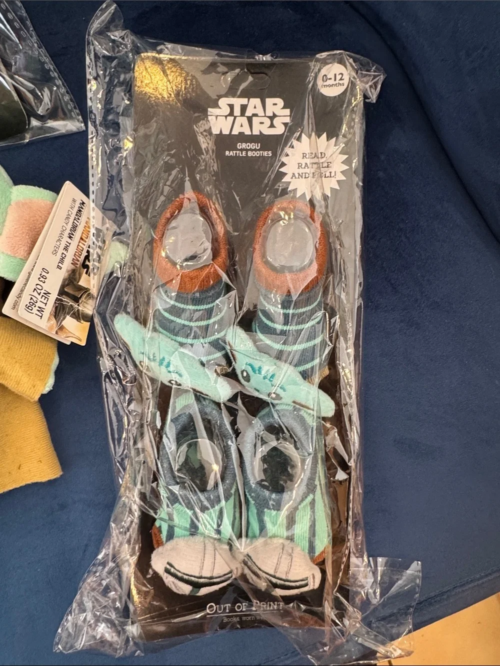 Star Wars Grogu Rattle Booties with cute mandarin plush